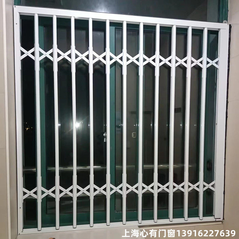铝合金推拉防盗窗 上海定做儿童防护栏 折叠拉闸门防盗拉门包安装