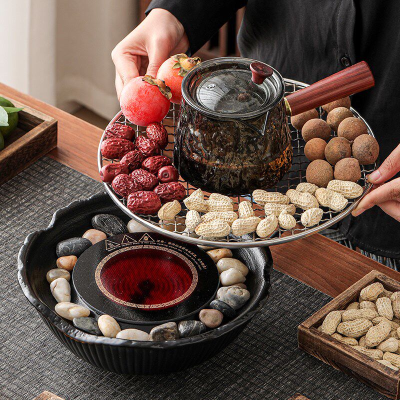 围炉煮茶电陶炉养生玻璃提梁壶家用室内蒸煮泡茶器具煮茶器套装