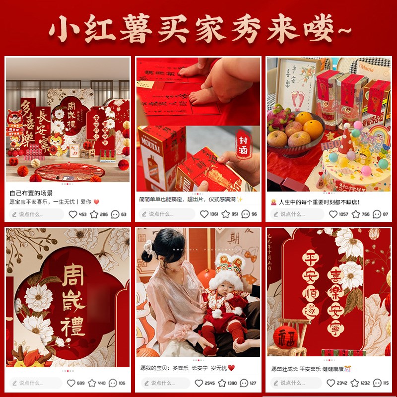 龙宝宝周岁生日布置抓周礼用品道具kt板背景墙装饰女孩男宝仪式感