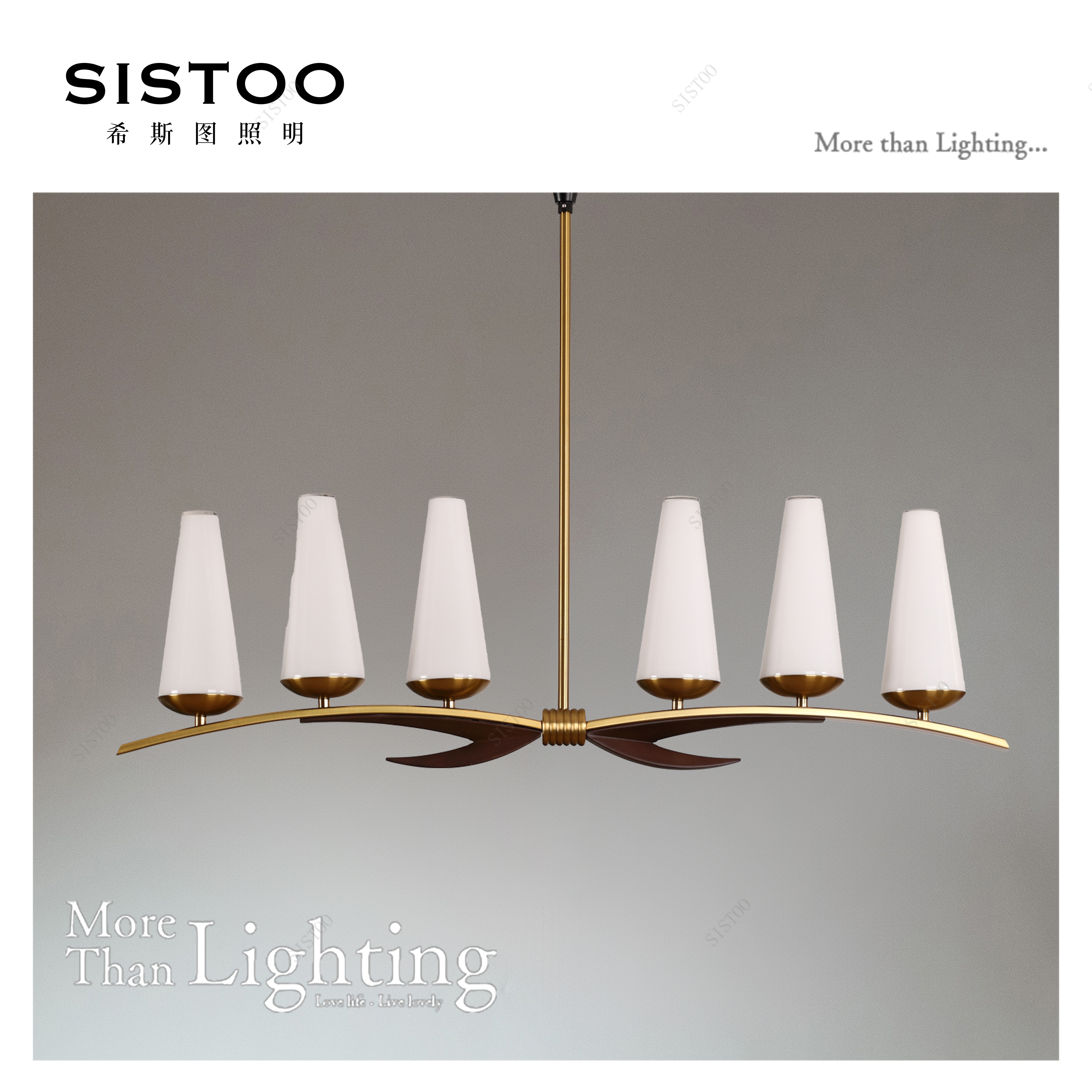 法国1960s中世纪古董法式餐厅吊灯复古美式实木长条中古饭厅灯具