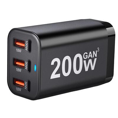 200W氮化镓 3C3A氮化镓200W桌面充GaN充电器100W手机笔记本充电器