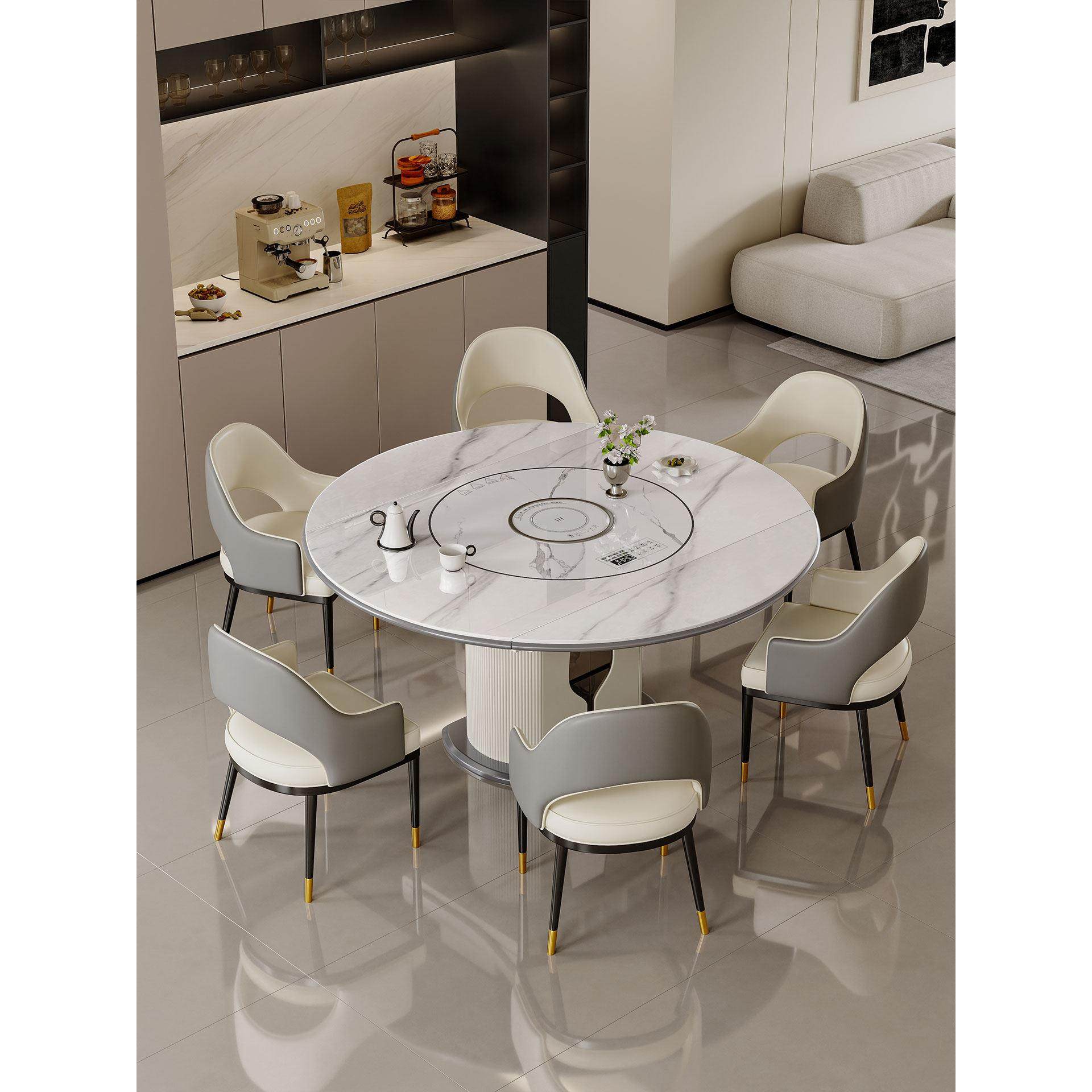 岩板餐桌椅2025新款家用多功能桌子现代简约暖菜板饭桌可变圆桌,住宅家具,岩板餐桌,淘宝优惠券,粉丝福利购,淘宝优惠卷