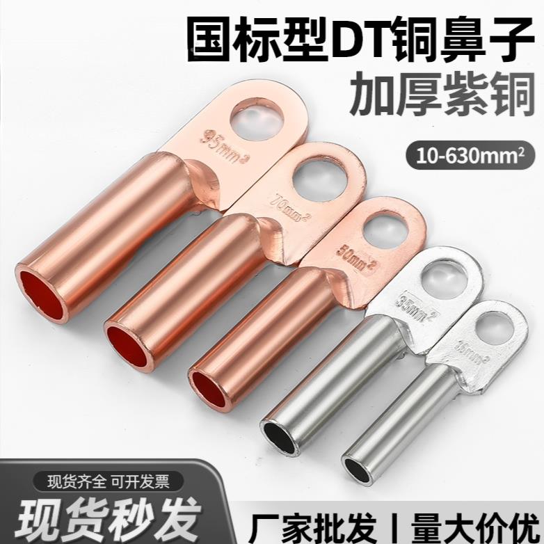 需定制DT铜鼻子接线端子电线铜线鼻子镀锡堵油铜接头25/35/50平方