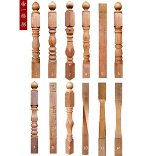 印尼菠萝格 实木楼梯扶手将军大柱转角柱 别墅室内户外护栏杆定制