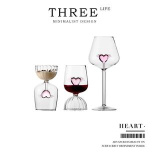 玻璃高脚杯家用高级感礼物 Tlife·Heart·酒具红酒杯套装 爱心
