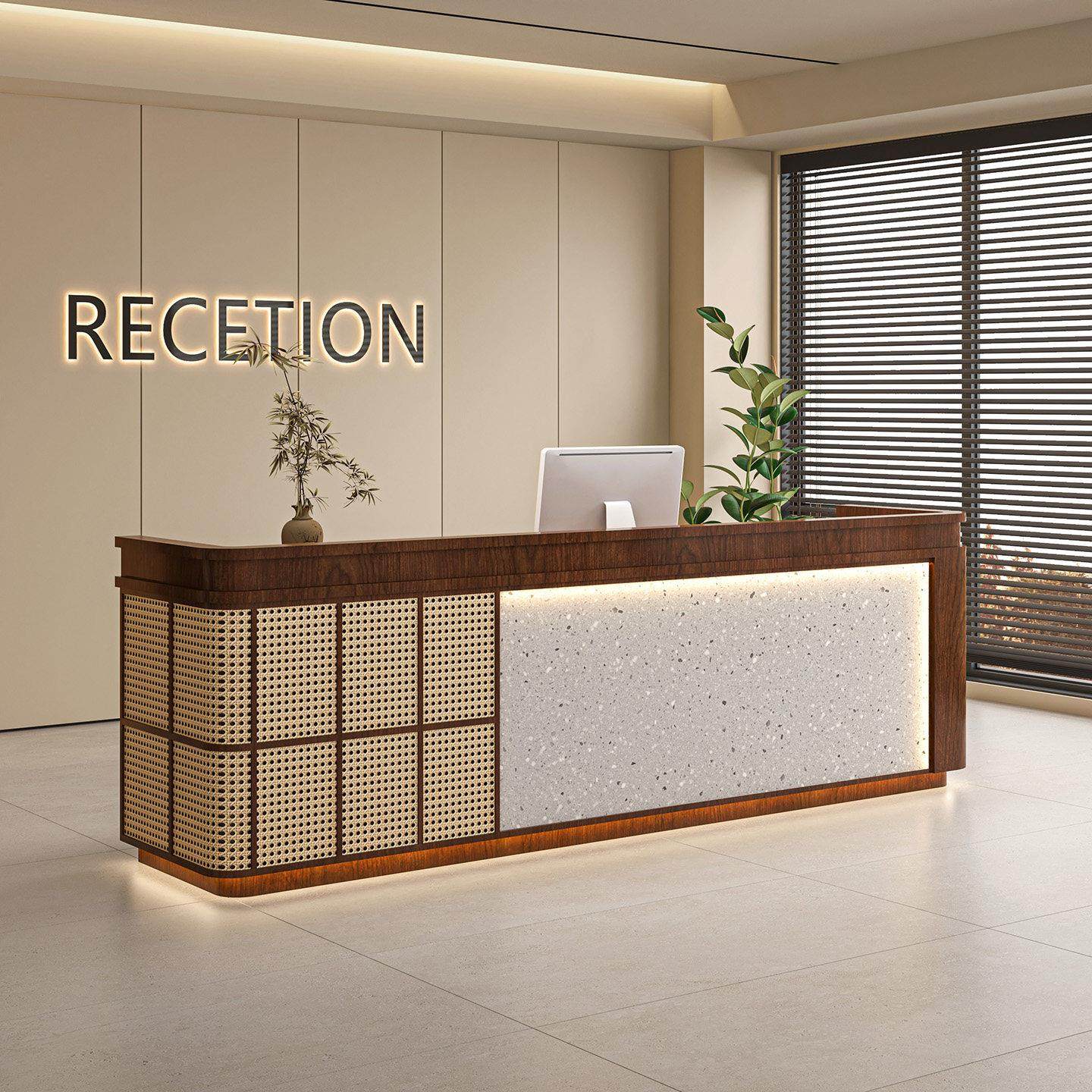 诧寂风藤编服装店吧台桌茶楼养生馆美容院收银台民宿前台接待柜台,商业/办公家具,收银台,淘宝优惠券,粉丝福利购,淘宝优惠卷