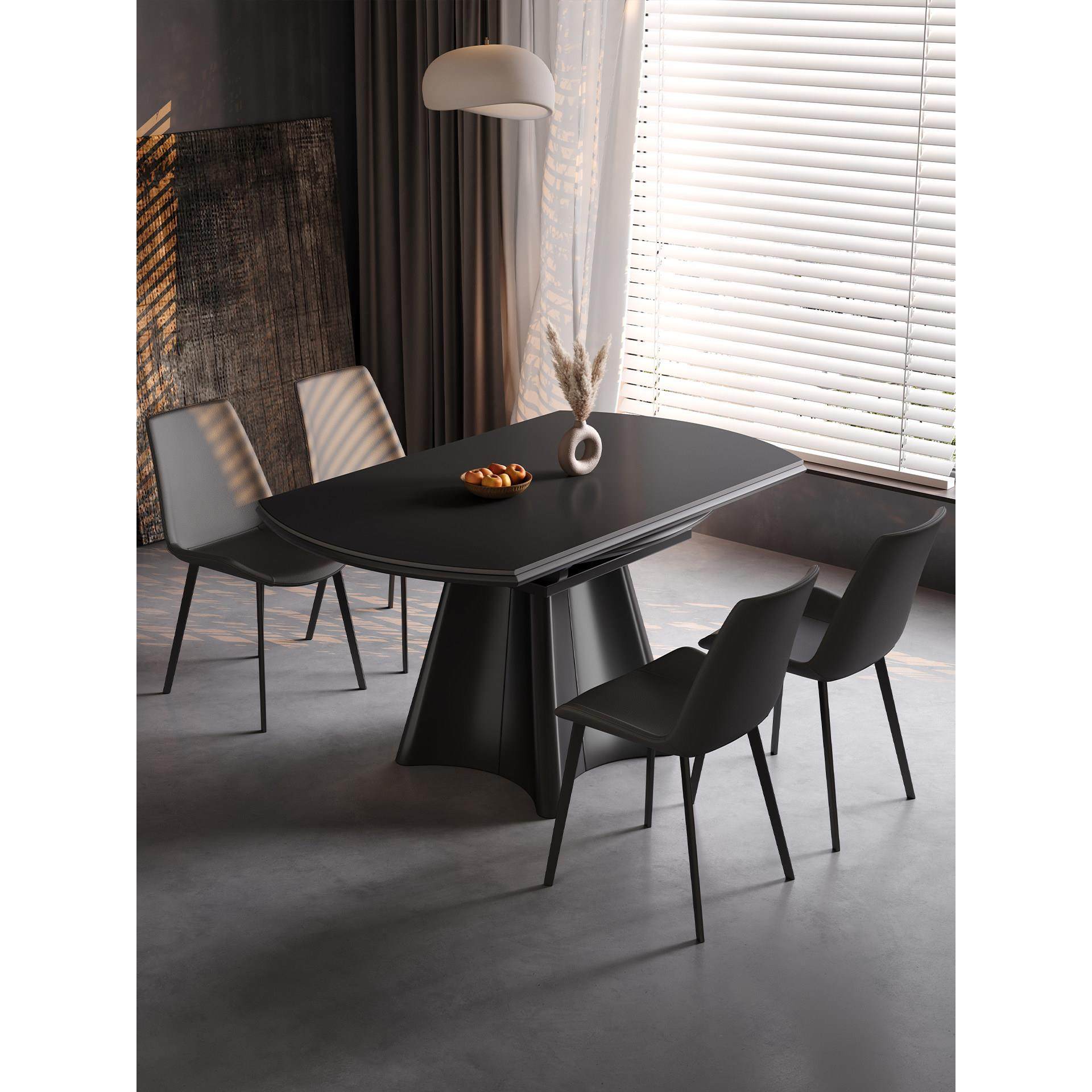 意式极简岩板餐桌椅组合家用小户型全托伸缩折叠方圆两用现代简约,住宅家具,岩板餐桌,淘宝优惠券,粉丝福利购,淘宝优惠卷