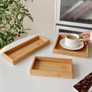 摆盘家用收纳甜品蛋糕盘茶水点心木质餐盘 长方形竹木托盘ins日式