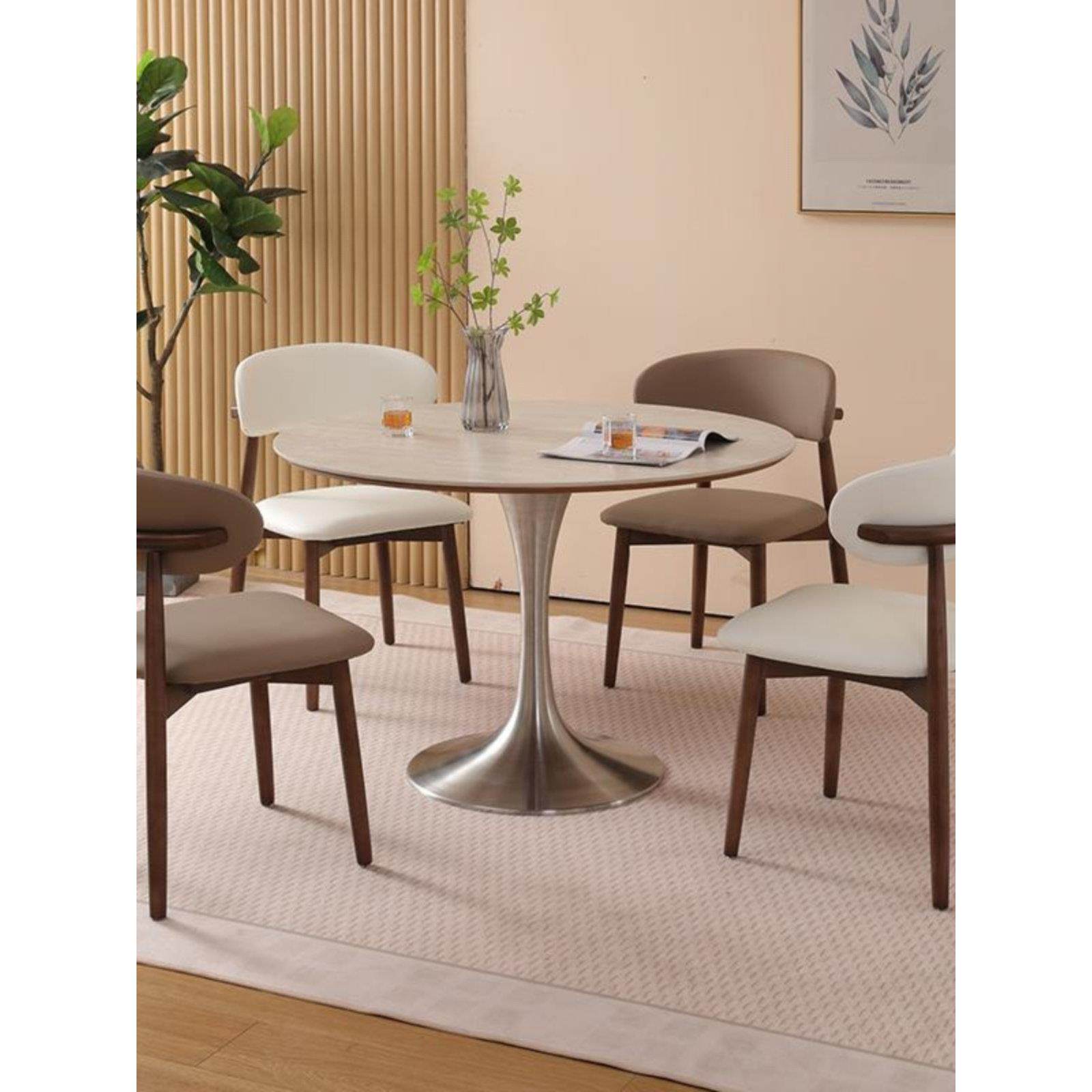 德利丰岩板餐桌北欧家用小户型圆桌依诺岩板覆古简约实木圆形饭桌,住宅家具,岩板餐桌,淘宝优惠券,粉丝福利购,淘宝优惠卷