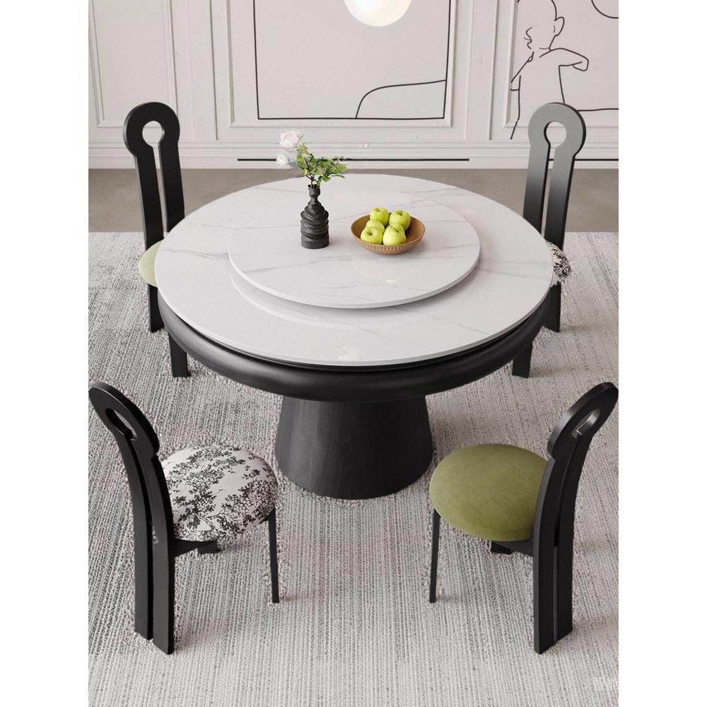 2025新款旋转伸缩岩板餐桌可变大变形家用圆桌带热菜盘小户型餐桌,住宅家具,岩板餐桌,淘宝优惠券,粉丝福利购,淘宝优惠卷