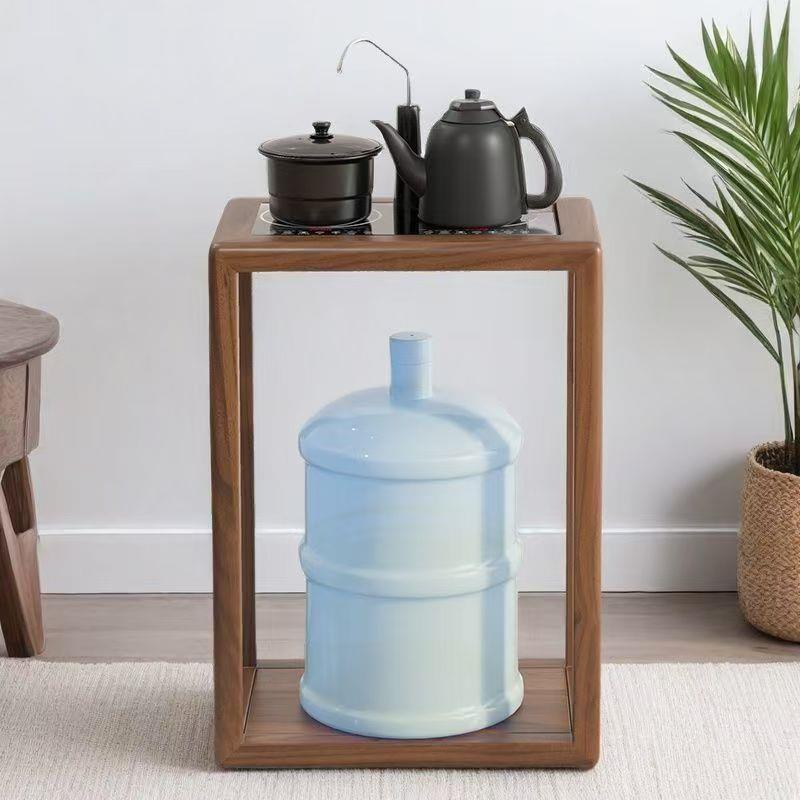 需定制新中式实木小茶水柜茶桌边柜茶室餐边柜老榆木烧水壶茶水柜