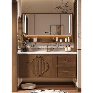 宋式 美学浴室柜组合风水镜中古风实木烤漆陶瓷一体盆洗手池洗漱台