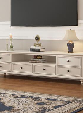 美式实木电视柜白色客厅地柜茶几组合现代简约小户型储物简欧家具