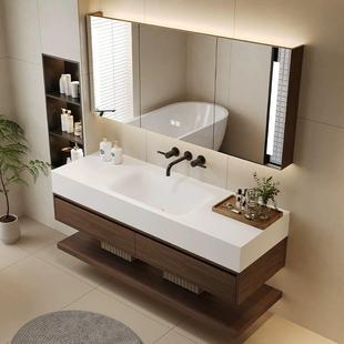 现代热弯一体智能浴室柜组合一体卫生间洗手台智能洗脸洗漱盆定制