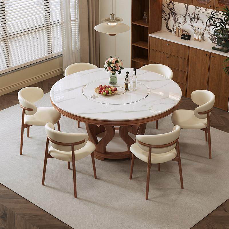 实木岩板餐桌椅2025新款家用简约暖菜板带转盘圆形桌子10人大圆桌,住宅家具,岩板餐桌,淘宝优惠券,粉丝福利购,淘宝优惠卷
