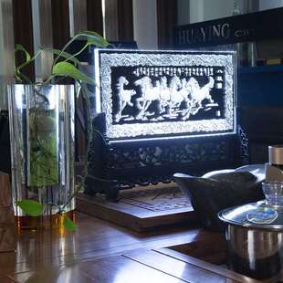 八骏图水晶内雕水晶工艺品开业送礼周年庆典摆件 办公室 家居摆件