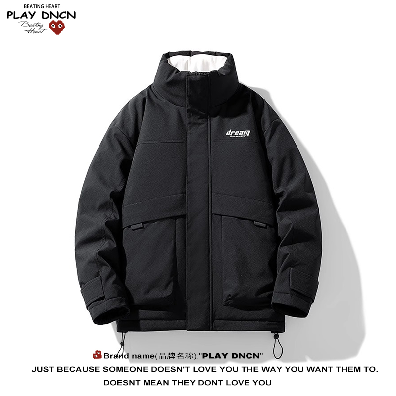 PLAY DCDN冬季羽绒服男立领情侣装潮牌羽绒棉服宽松加厚保暖外套