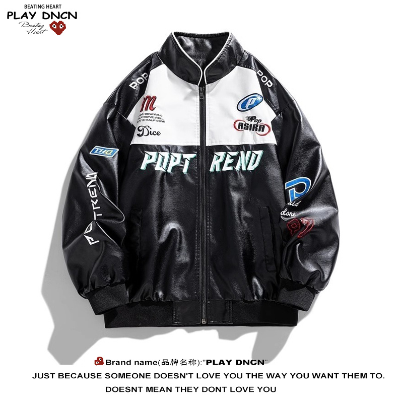 PLAY DCDN日系潮牌机车服立领秋季2025皮夹克高级感美式皮衣外套
