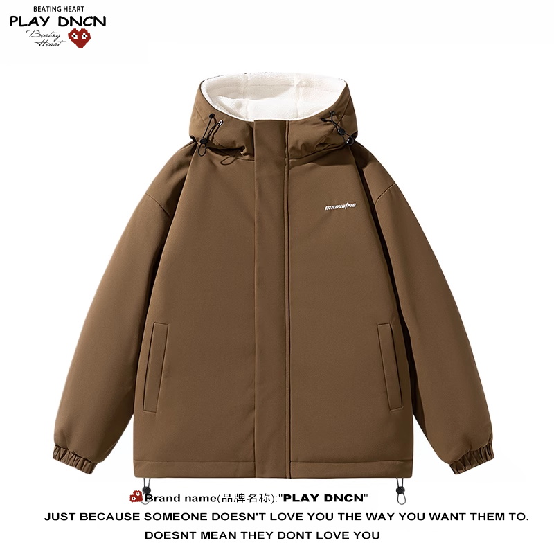 PLAY DCDN美式双面穿羊羔绒棉服男冬季高街宽松加厚保暖棉袄外套