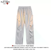 DCDN秋直筒裤 工装 男垂感拖地休闲裤 PLAY 高街裤 子潮流宽松卫裤 裤