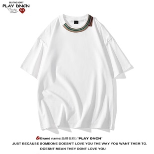 复古T恤简约大气半袖 中式 领口民族花样螺纹上衣 DCDN新款 PLAY