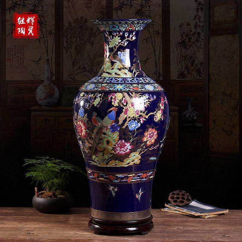 水晶釉粉彩中式大赏瓶景德镇陶瓷家居客厅瓷器装饰花瓶工艺品摆件,鲜花速递/花卉仿真/绿植园艺,割草机/草坪机,淘宝优惠券,粉丝福利购,淘宝优惠卷