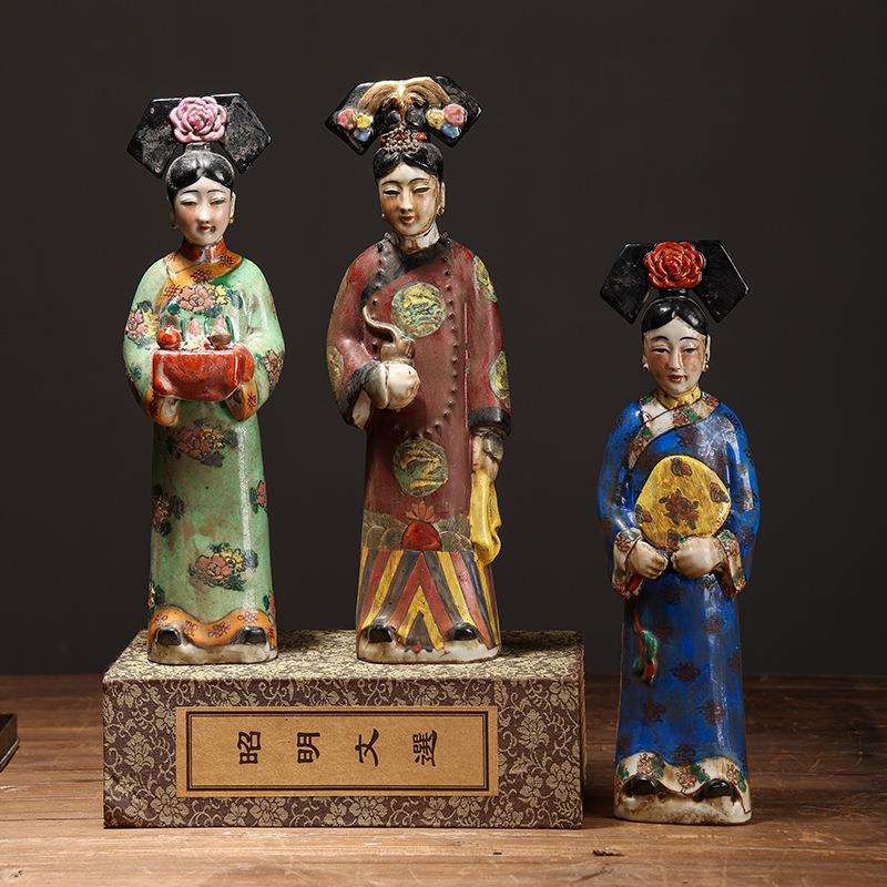 雨彤创意中式侍女风古代美女陶瓷人物摆件现代家居客厅装饰品
