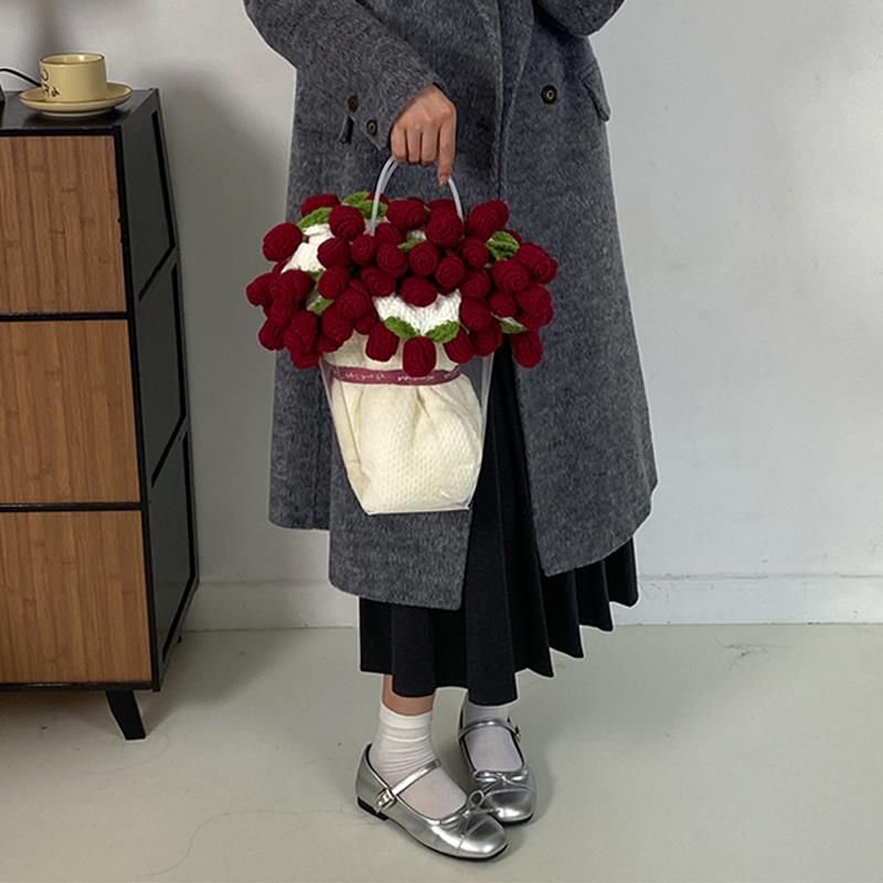 成品玫瑰花束毛毯子手工编织毛线钩织披肩99朵午睡送女生生日礼物