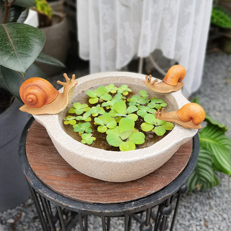 绿萝铜钱草水培花盆无孔带小蜗牛创意花器多肉花盆桌面装饰礼物