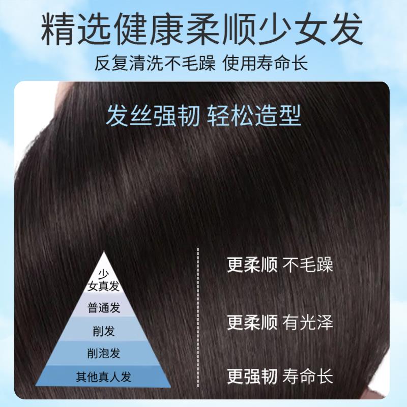 假发女全头套自然长发BOBO头中分无浏海真发全真人发新款夏季头套