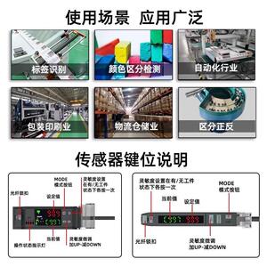 FOOM颜色识别色标传感器光纤放大器检测标签区分定位纠编感应器