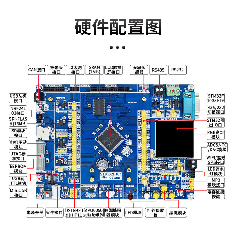 普中STM32F103ZET6实验板玄武ARM嵌入式学习开发板送3.5寸触控屏