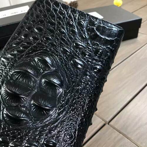 白菜价钱包~男手拿零钱包鳄鱼纹牛皮长款钱包里外皮钱包高端大气