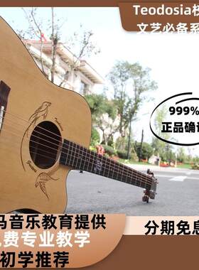 民谣初学者古典吉他儿童新手入门电箱木吉他卢森蓝之吉椴木41寸