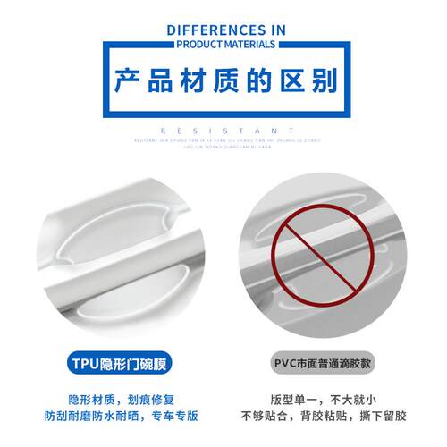 26款北京BJ40改装饰配件用品大全增程版车门把手贴防刮门碗保护膜