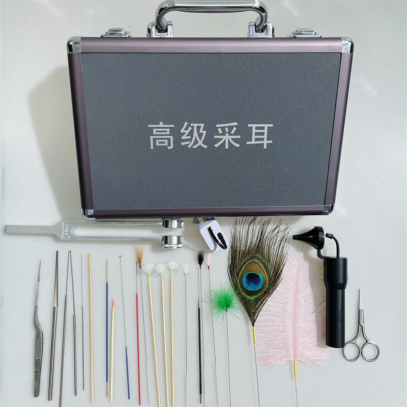 刘福艺专业采耳工具套装耳勺孔雀鹅毛棒音叉工具箱拇指灯耳镊全套