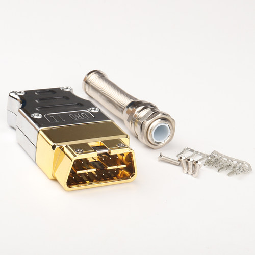 金属汽车OBD2接口16针装配式金属OBD连接器锌合金OBDII公头J1962M