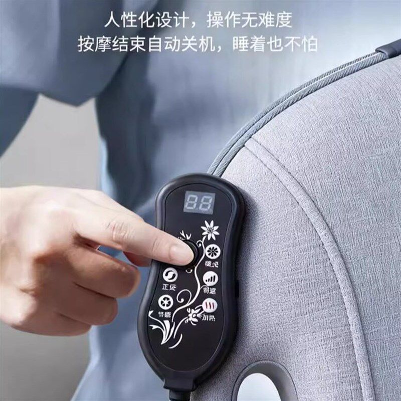 大力度腰部按摩器颈椎背部揉捏全身加热家用可躺腰间盘按摩腰靠垫
