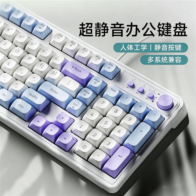 机械静音键盘鼠标套装办公电竞游戏专用电脑打字手感好有线键鼠