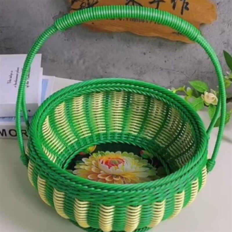 18直径南瓜提篮+灯笼筐+麦穗纹收纳藤条编织材料包可做3个