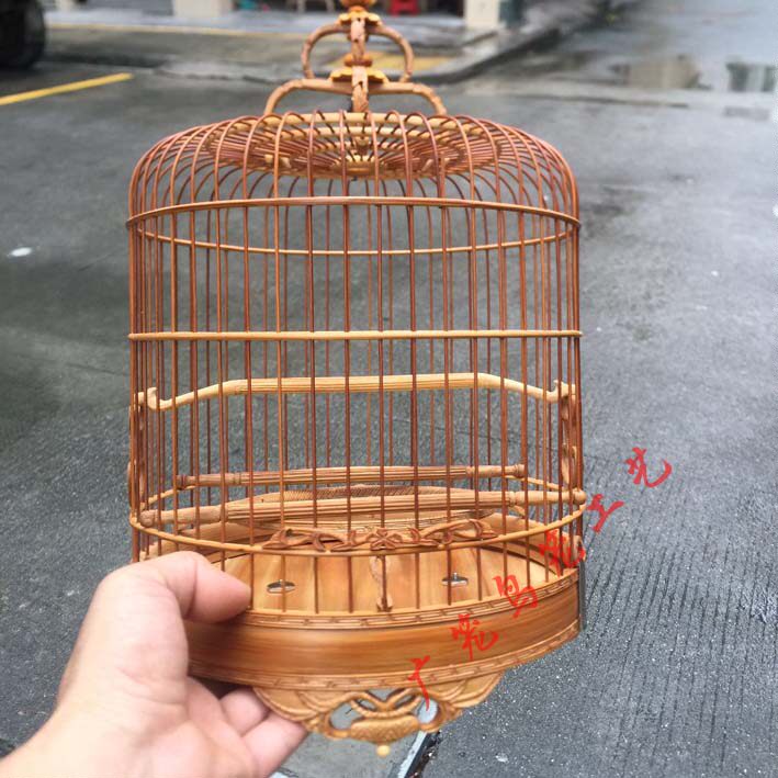 雕花鸟笼竹笼清远广式绣眼笼竹制波笼子万字花广笼金青小黑白燕笼