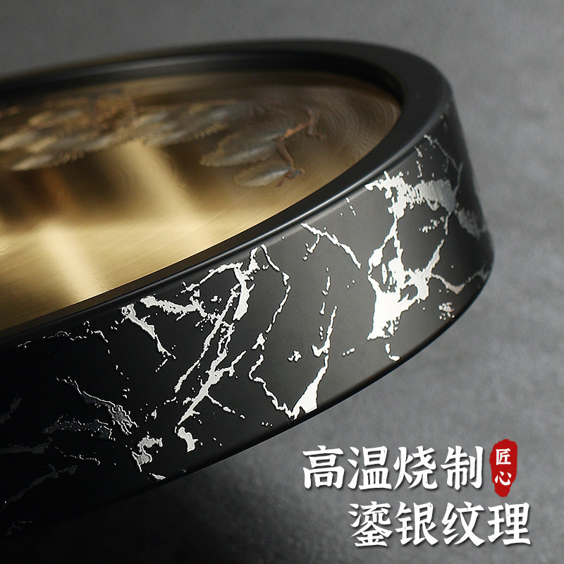 jkv铜制干泡盘金银烧大漆茶盘紫砂壶垫茶台泡茶储水沥水托盘壶托