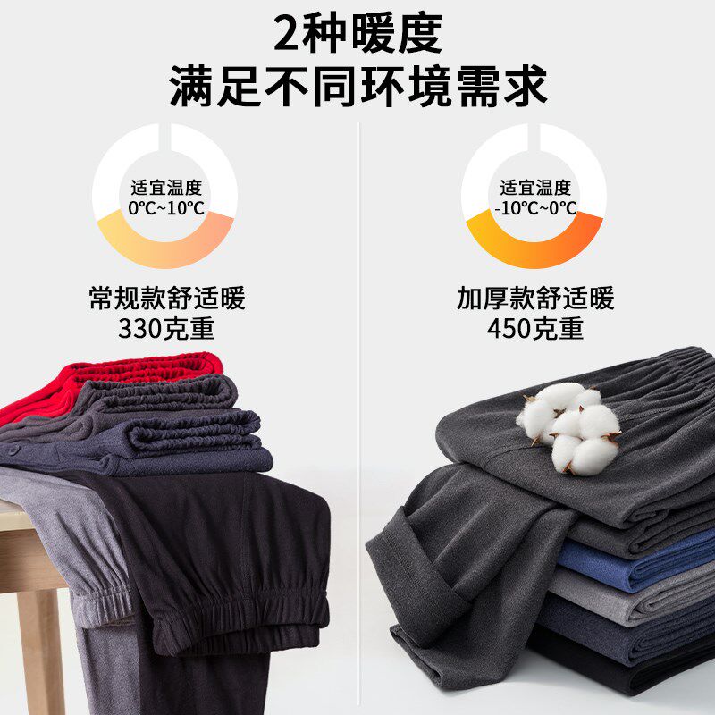 大码保暖裤男加绒加厚冬季内穿羽绒棉裤加肥加大男士打底秋裤德绒