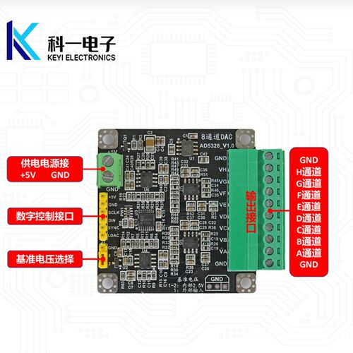 AD5328模块 八通道多路12位数模转换器DAC模块 可调5V电压输出