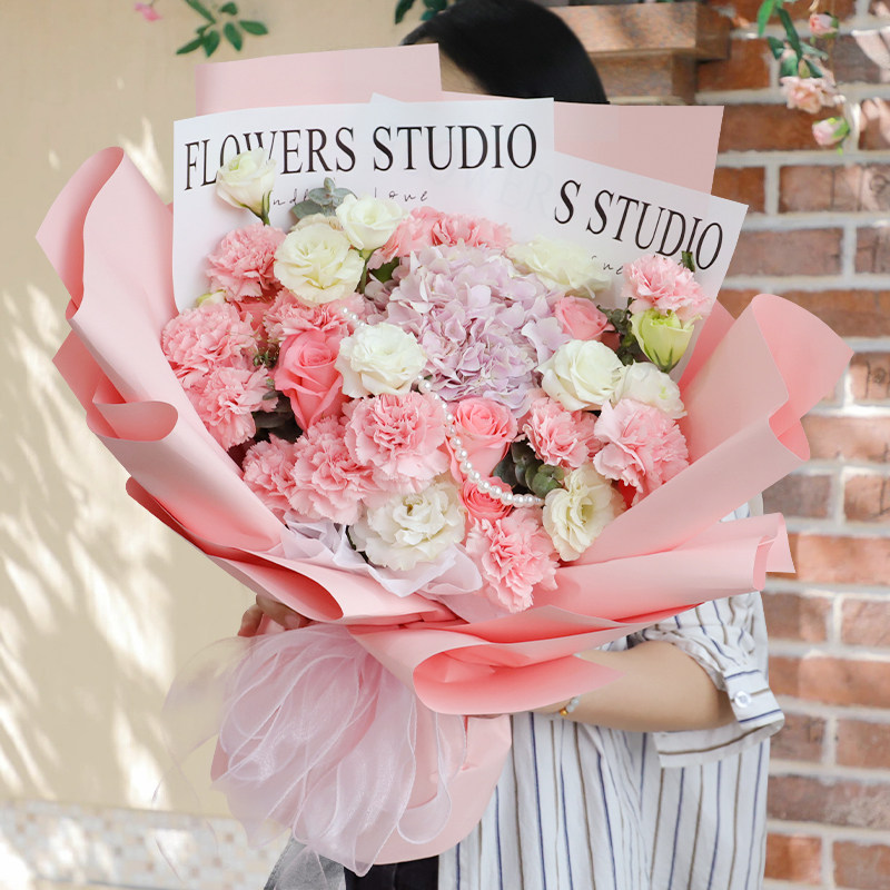 康乃馨花束百合玫瑰鲜花同城速递上海北京配送妈妈长辈生日礼物