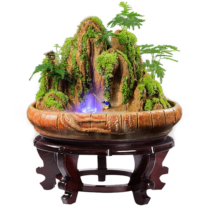 天都雄姿假山盆景吸水造景石上水奇石小盆栽天然原山水植物小摆件
