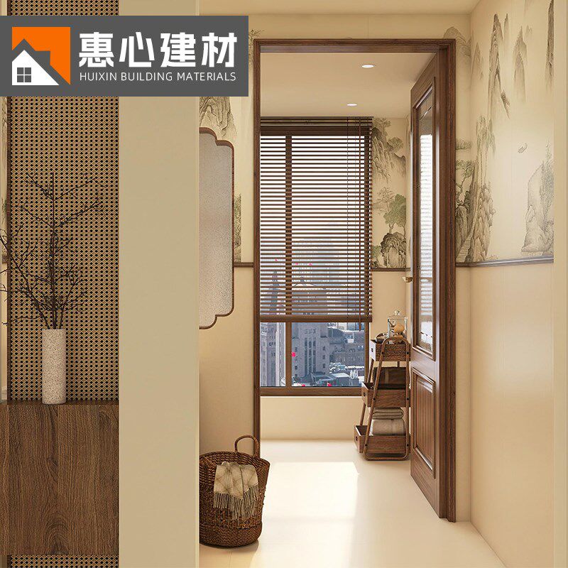 600X1200宋式美学山水画荷花厨房卫生间花砖客厅电视背景墙瓷砖