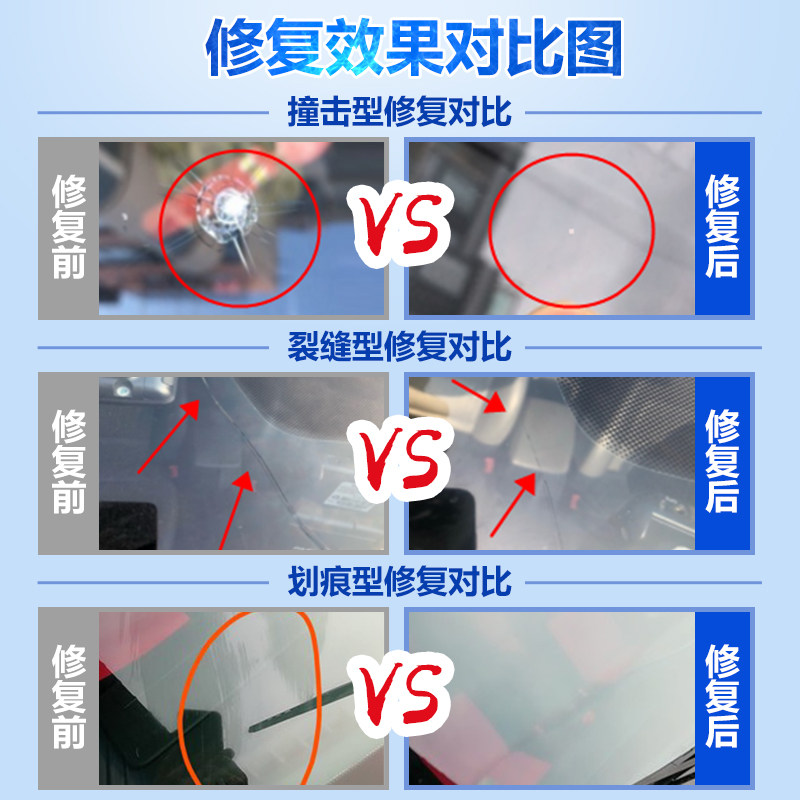汽车玻璃修复套装前挡风玻璃修补裂纹专业配件工具箱风档修复钻头