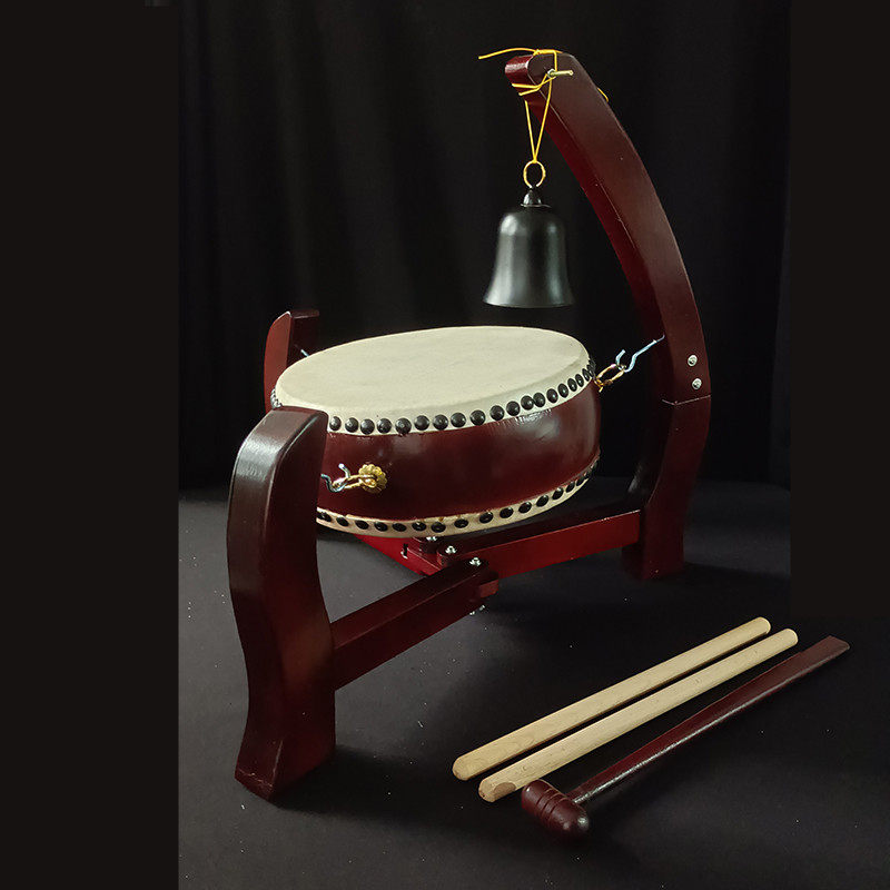 7寸8寸牛皮鼓铃鼓帝钟鼓架法器寺院佛堂台湾工艺鼓棒法会用品