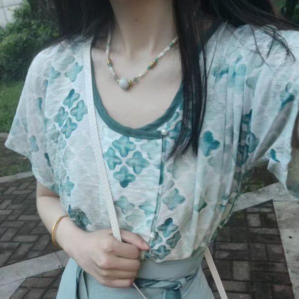 青泠谷原创改良可上班穿的汉服日常套装女唐制复原风衫子配破裙